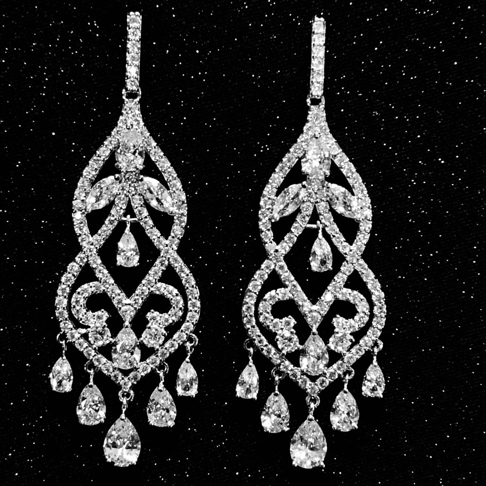 Silver Chandelier Lab Created Sapphire - White